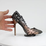 Chaussure talon aiguille 110-22 - Sculpture mode dentelle métal acier bronze