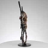 Vanité de l'alpha à l'oméga - sculpture crane metal acier bronze
