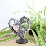 Cœur sur cœur 14-22 - Sculpture cœur bronze sur cœur dentelle acier bronze laiton