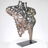 Belisama Une faille - sculpture buste femme dentelle métal bronze acier laitonv