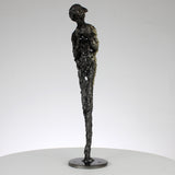 Muse 144-21 - Sculpture femme dentelle métal acier et laiton