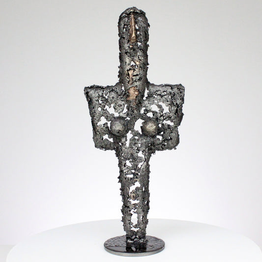 Idole CLXV - Sculpture métal corps bronze et acier - Buil