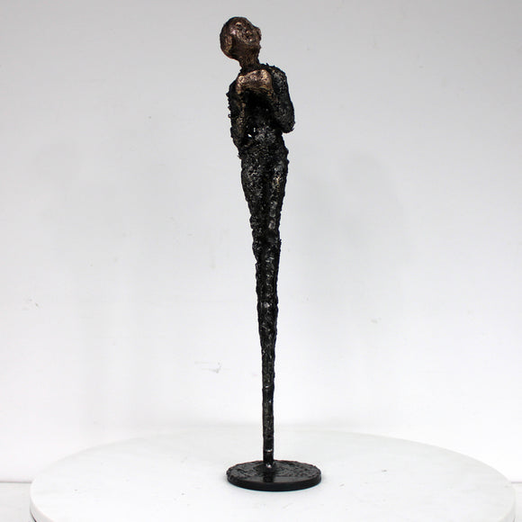 Muse 24-23 - Sculpture femme dentelle metal acier bronze