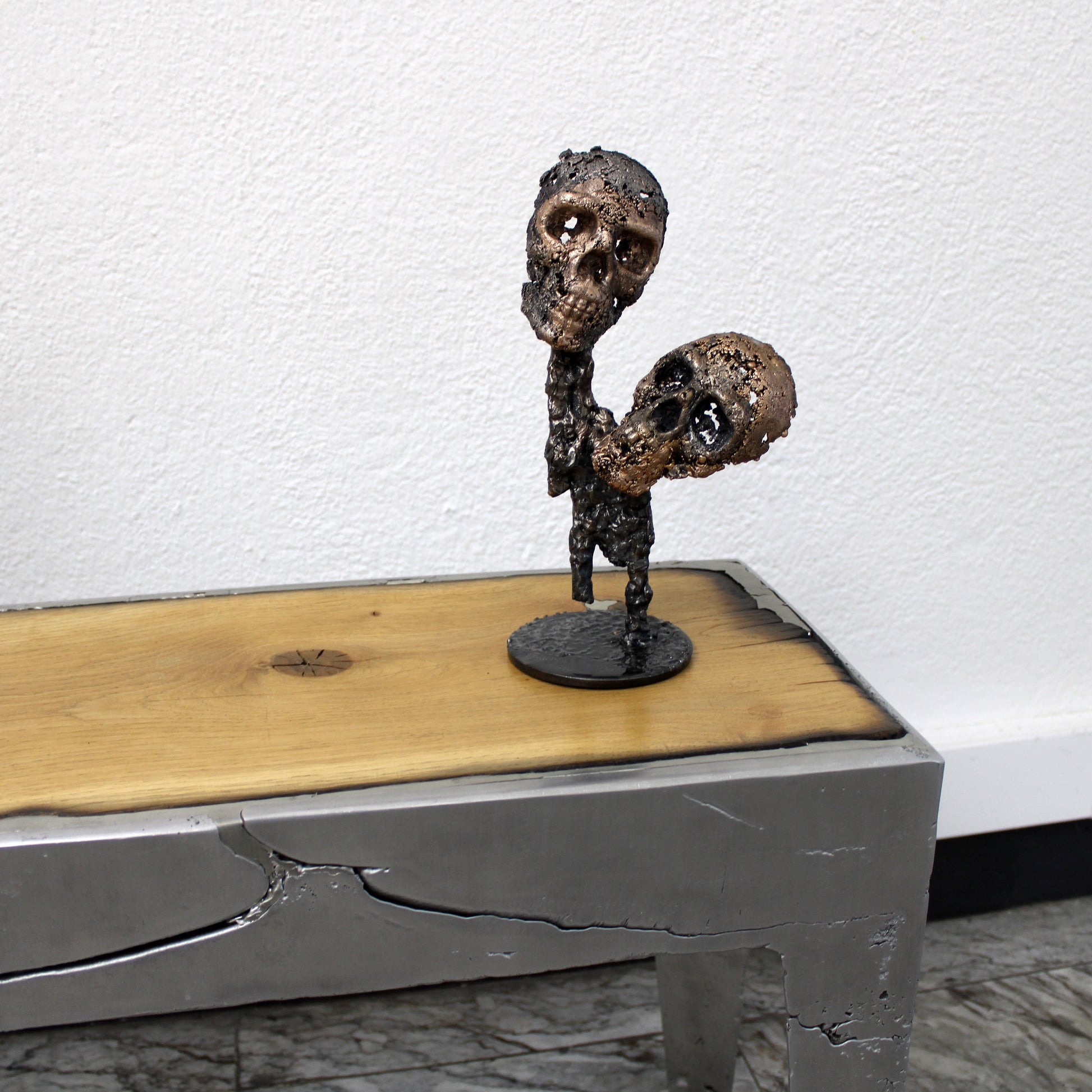 Eros et Agape 26-23 - Sculpture cranes dentelle metal acier bronze