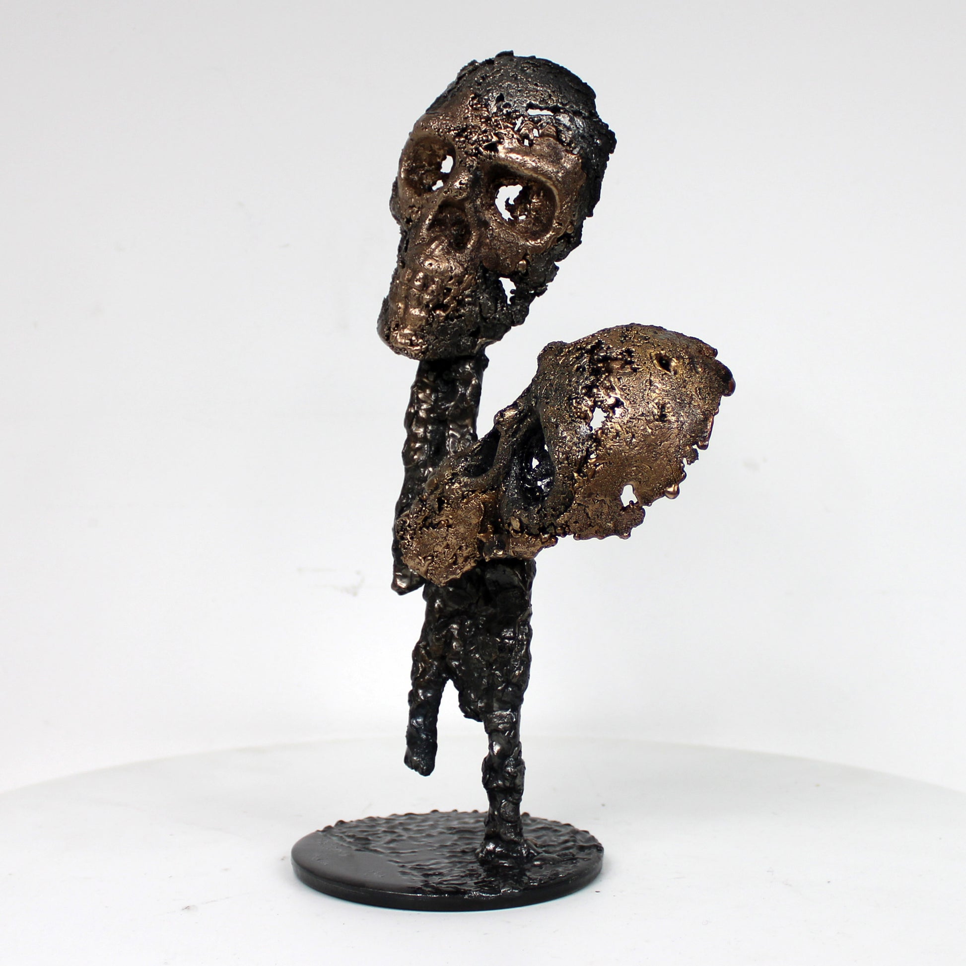 Eros et Agape 26-23 - Sculpture cranes dentelle metal acier bronze