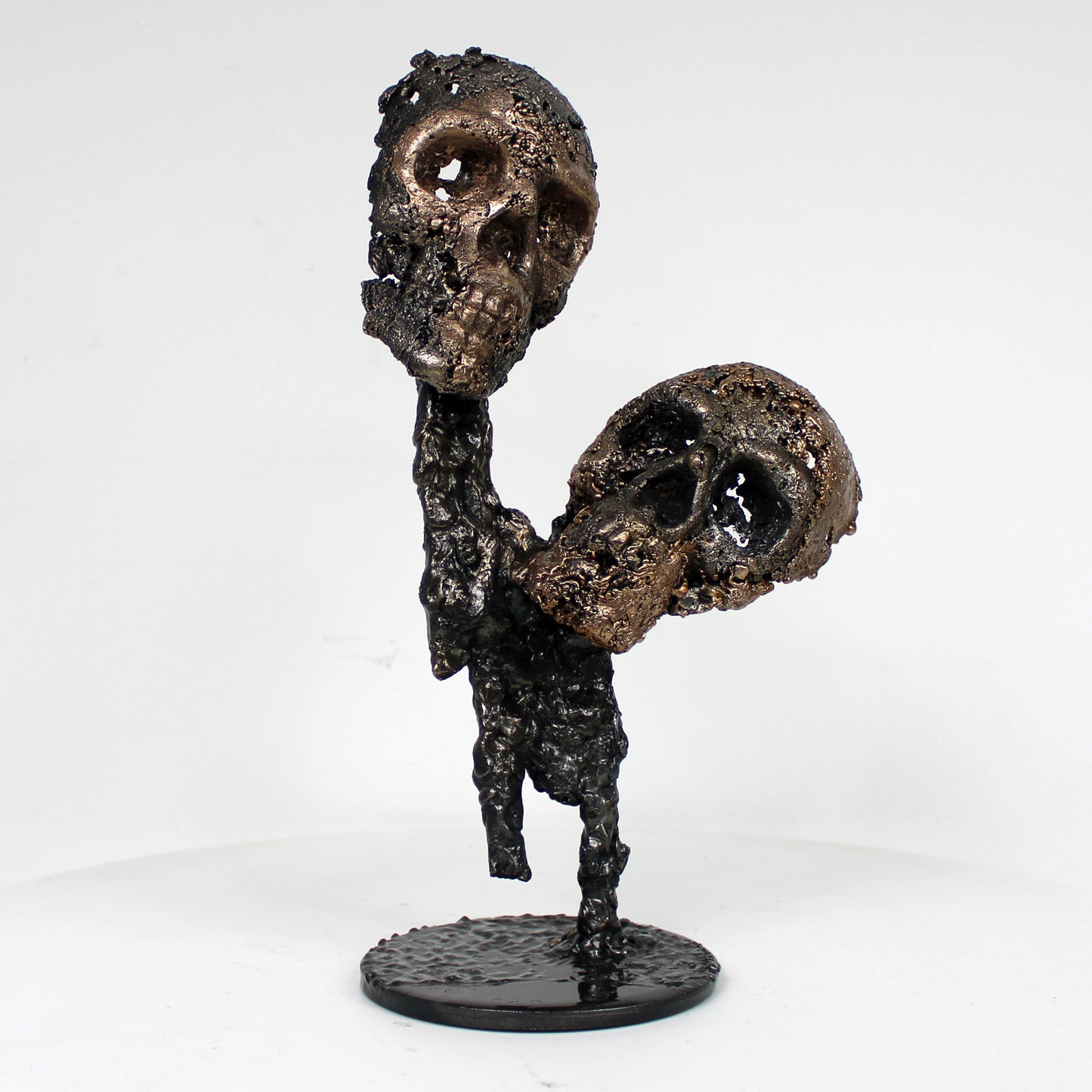 Eros et Agape 26-23 - Sculpture cranes dentelle metal acier bronze