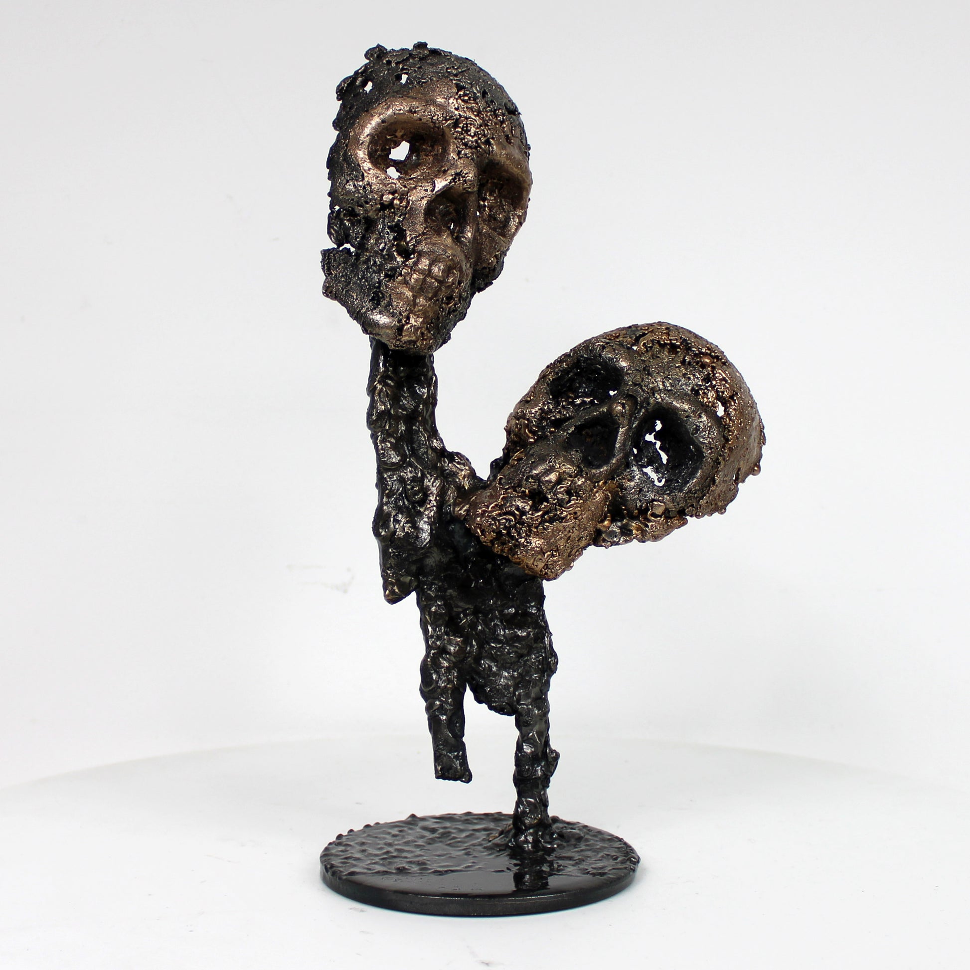 Eros et Agape 26-23 - Sculpture cranes dentelle metal acier bronze