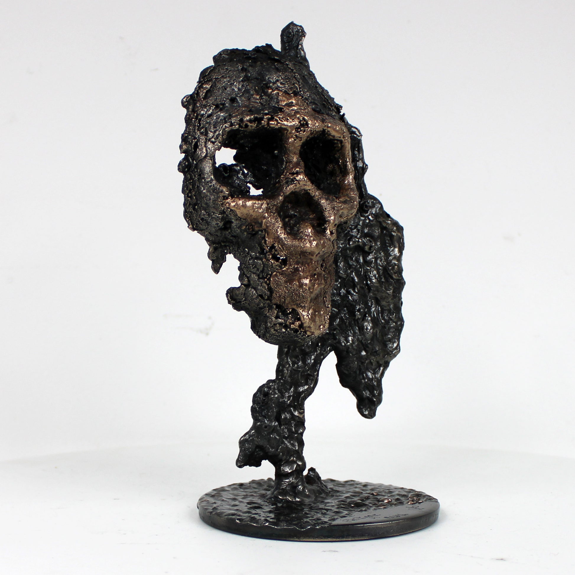 Crane 27-23 - Sculpture tete de mort en dentelle de metal acier et bronze