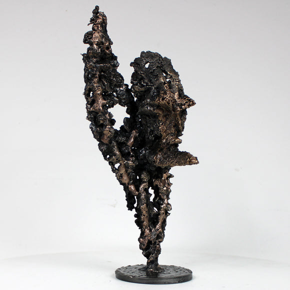 Flamme Rhinoceros 31-23 - Sculpture animal - tête rhinoceros sur flamme dentelle métal