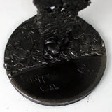 Flamme vanité 33-22 - Sculpture crane acier bronze sur flamme en dentelle métal