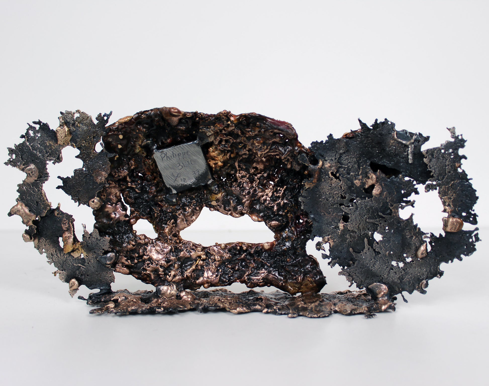 Buffon Martre - sculpture martre en gouttes de Bronze et d'Acier - Buil