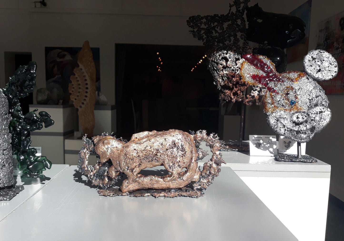 Buffon Martre - sculpture martre en gouttes de Bronze et d'Acier - Buil