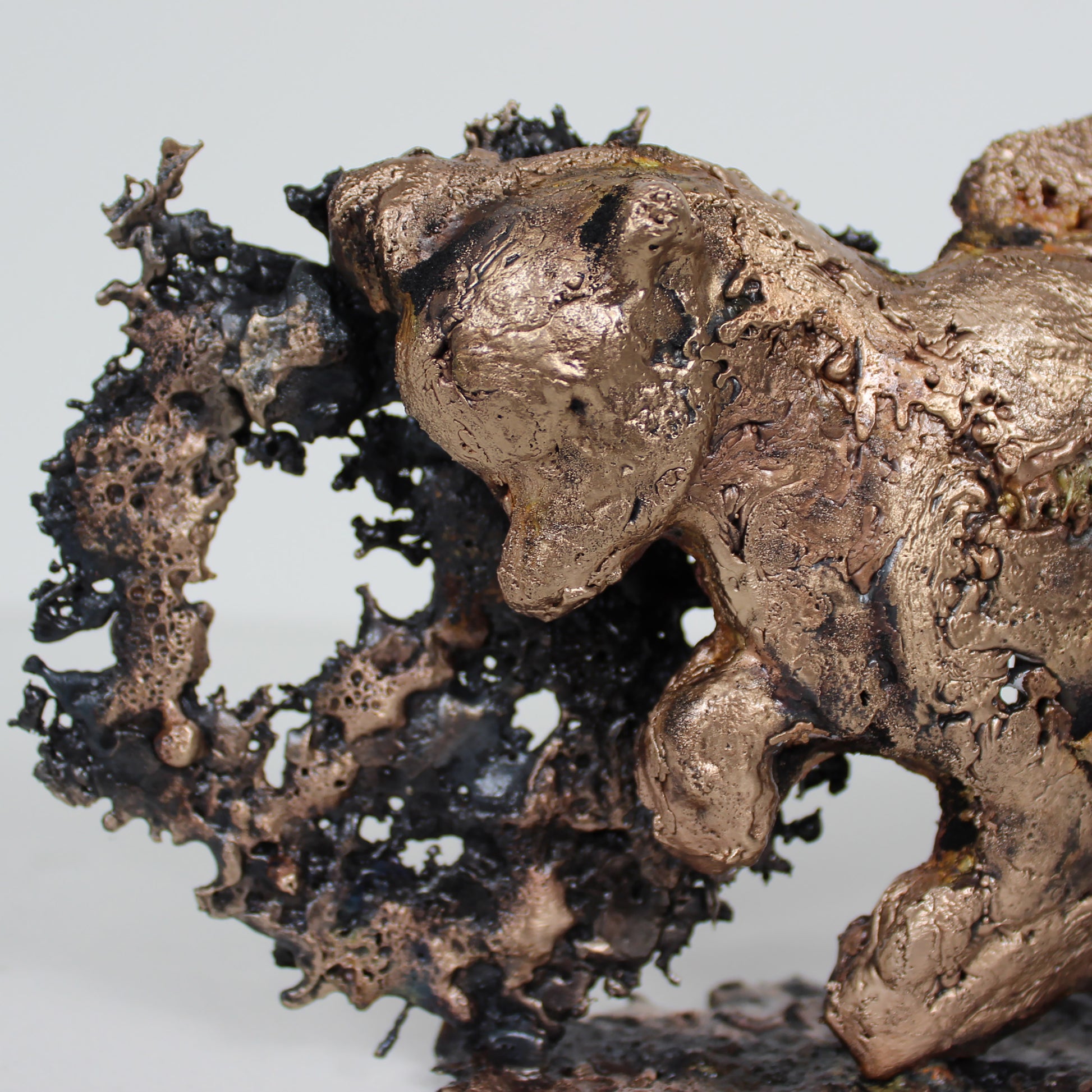 Buffon Martre - sculpture martre en gouttes de Bronze et d'Acier - Buil