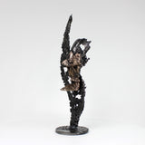 Flamme Rhinoceros 34-22 - Sculpture animal métal - tête rhinoceros sur flamme dentelle métal