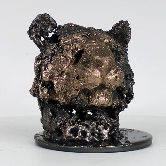 Tete lion 35-23 - Sculpture animaliere dentelle metal - Tete de lion bronze et acier