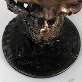 Crane 37-23 - Sculpture tete de mort métal dentelle acier et bronze