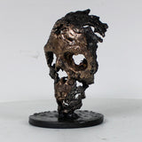 Crane 37-23 - Sculpture tete de mort métal dentelle acier et bronze