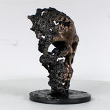 Crane 37-23 - Sculpture tete de mort métal dentelle acier et bronze