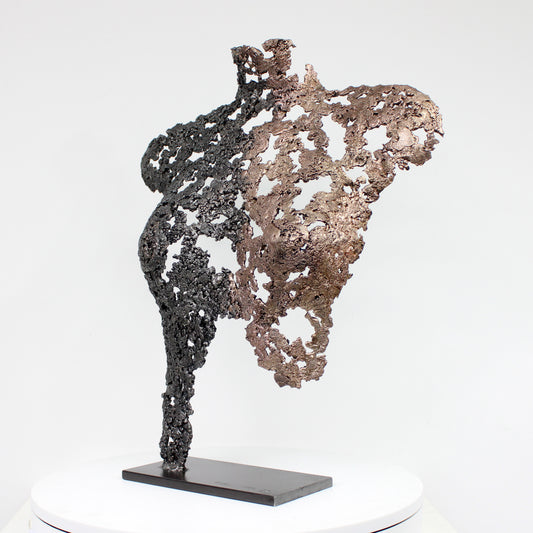 Belisama Tradition - Sculpture bustier femme dentelle métal bronze et acier