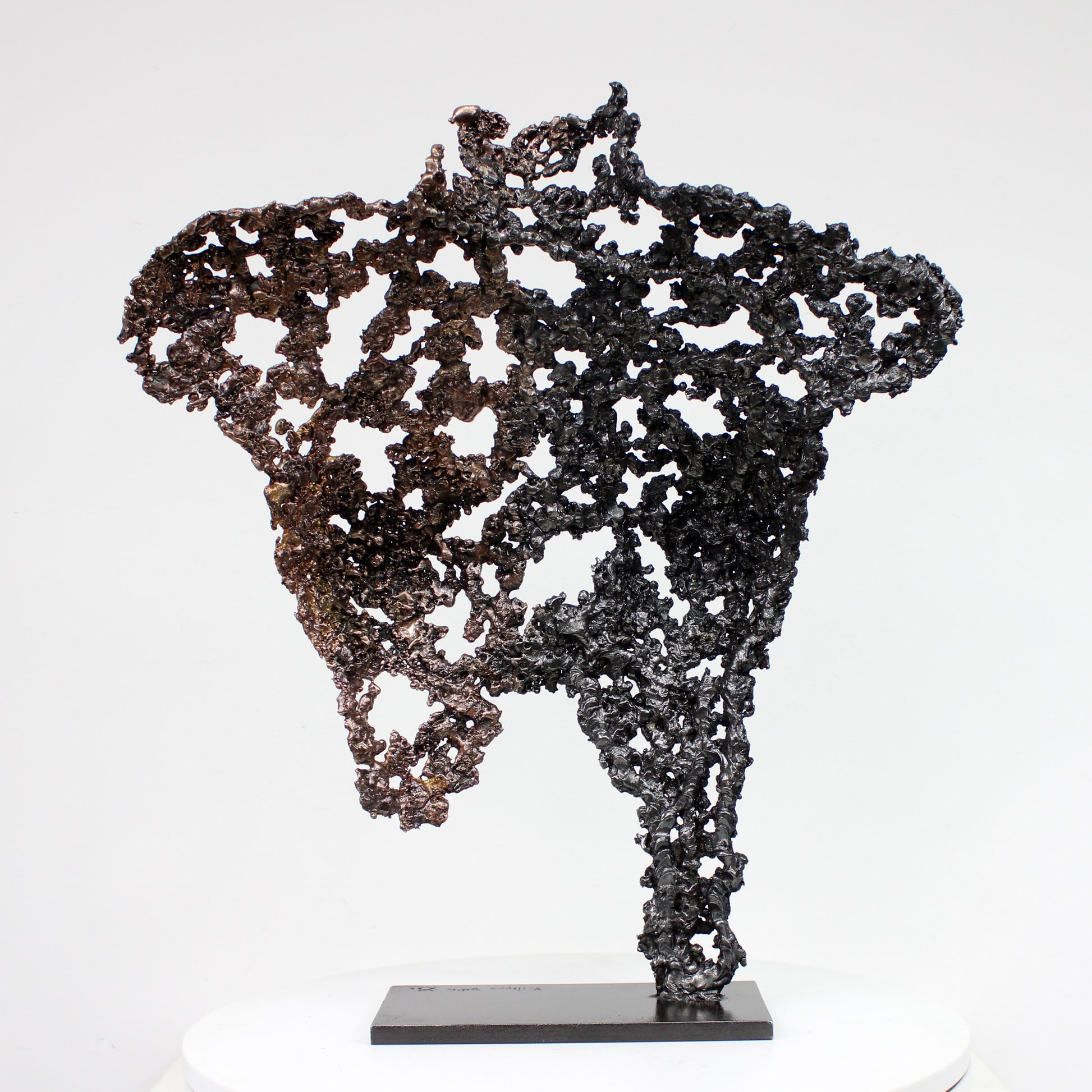 Belisama Tradition - Sculpture bustier femme dentelle métal bronze et acier