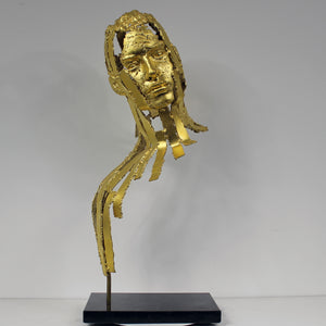 Kouros Icar - Sculpture tete et visage homme dentelle bronze et Or - Buil