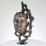 Une larme 52-21 - Sculpture visage métal dentelle bronze acier - Buil