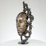 Une larme 52-21 - Sculpture visage métal dentelle bronze acier - Buil