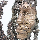Une larme 52-22 - Sculpture visage dentelle métal Bronze et Acier