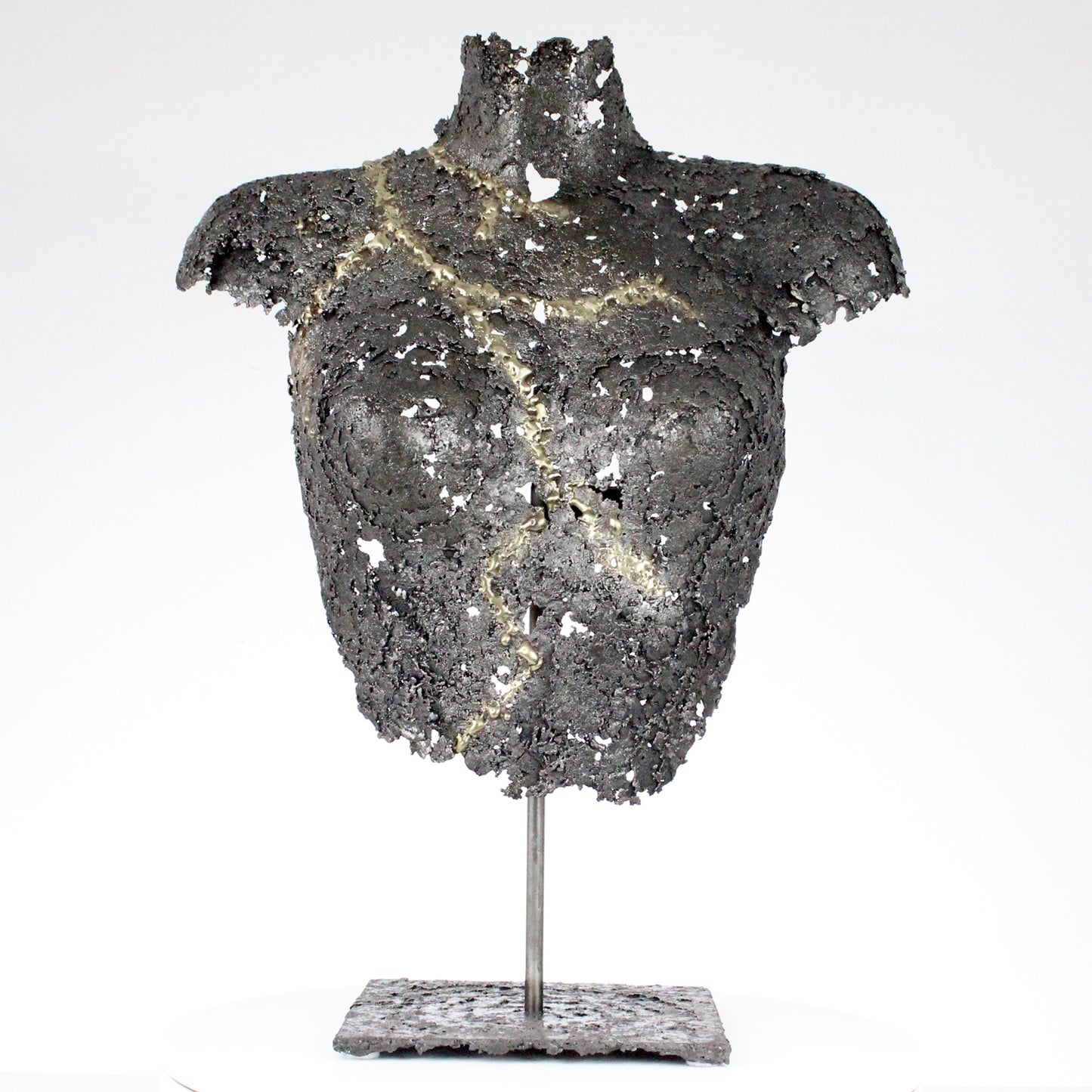 Belisama Lutchia - Sculpture buste femme dentelle métal acier et laiton