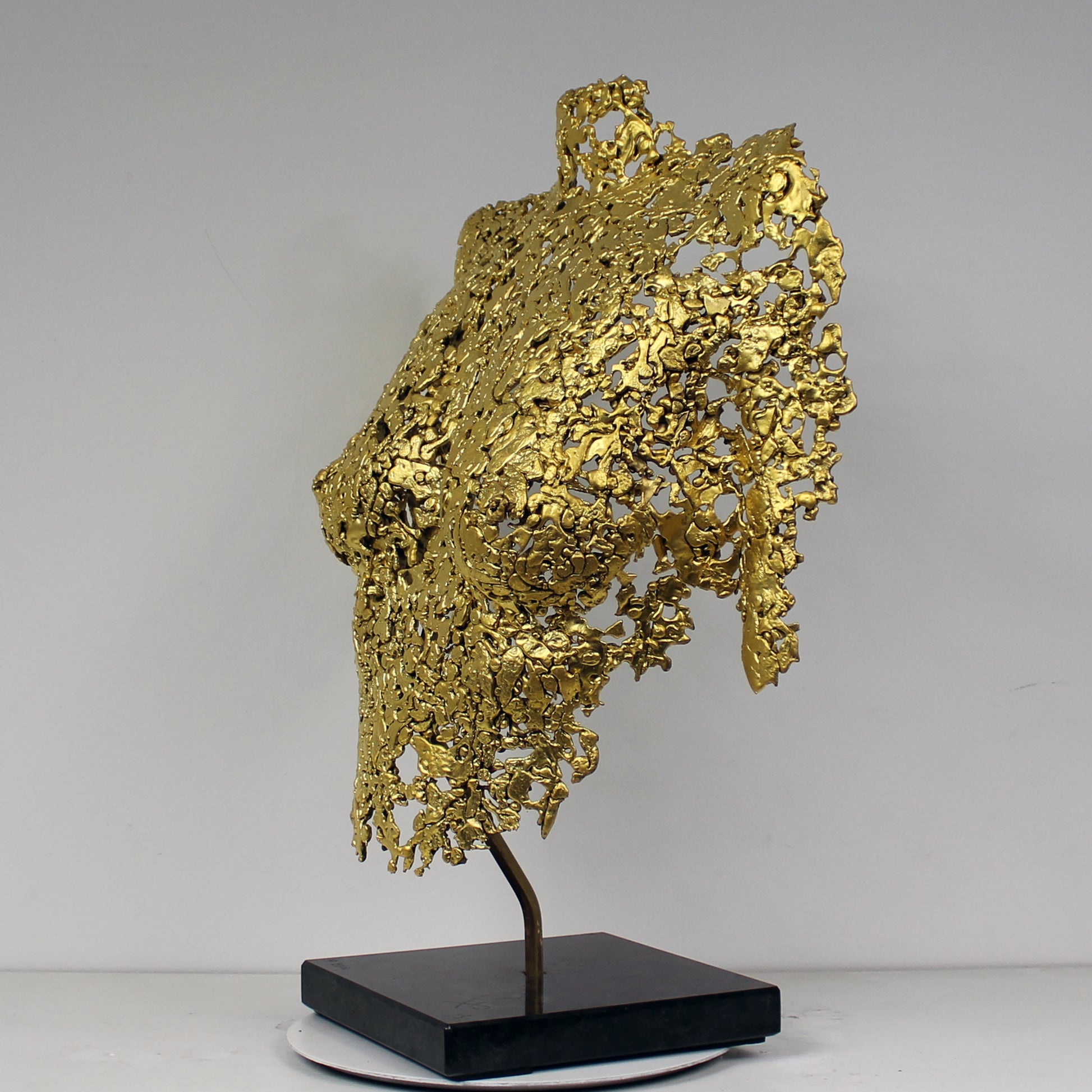 Belisama Golden Dawn - Sculpture buste femme dentelle bronze et Or - Buil