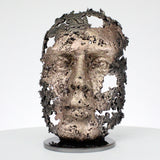 Une larme 58-21 - Sculpture visage métal dentelle bronze acier - Face metal artwork lace bronze steel - Buil
