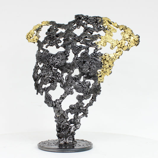 Pavarti Azur - Sculpture torse homme dentelle metal et feuilles or 24 carats