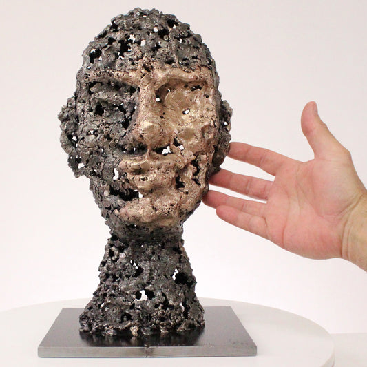 Un Roc - Sculpture tête métal dentelle acier, bronze -  Head metal artwork - lace steel bronze - Buil
