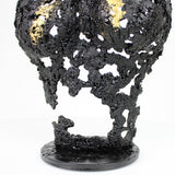 Pavarti Eclaircissement - Sculpture bustier femme dentelle métal acier noir et feuilles or 24 carats