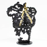 Pavarti Eclaircissement - Sculpture bustier femme dentelle métal acier noir et feuilles or 24 carats