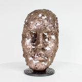 Une larme 96-22 - Sculpture visage en dentelle de bronze