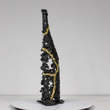 BOUTEILLE CHAMPAGNE KINTSUGI – Sculpture bouteille en dentelle acier et feuille or