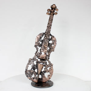 Oublié des dieux 98-22 - Sculpture violon dentelle metal acier et bronze