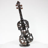 Oublié des dieux 98-22 - Sculpture violon dentelle metal acier et bronze