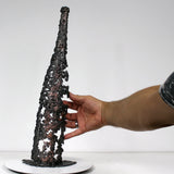 BOUTEILLE POIRE – Sculpture bouteille eau de vie métal en dentelle acier et cuivre - Buil