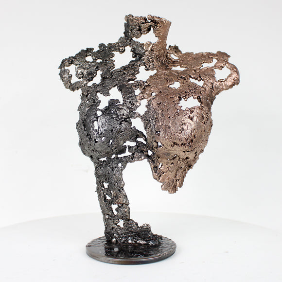 Pavarti Idylle - Sculpture buste femme dentelle metal acier et bronze