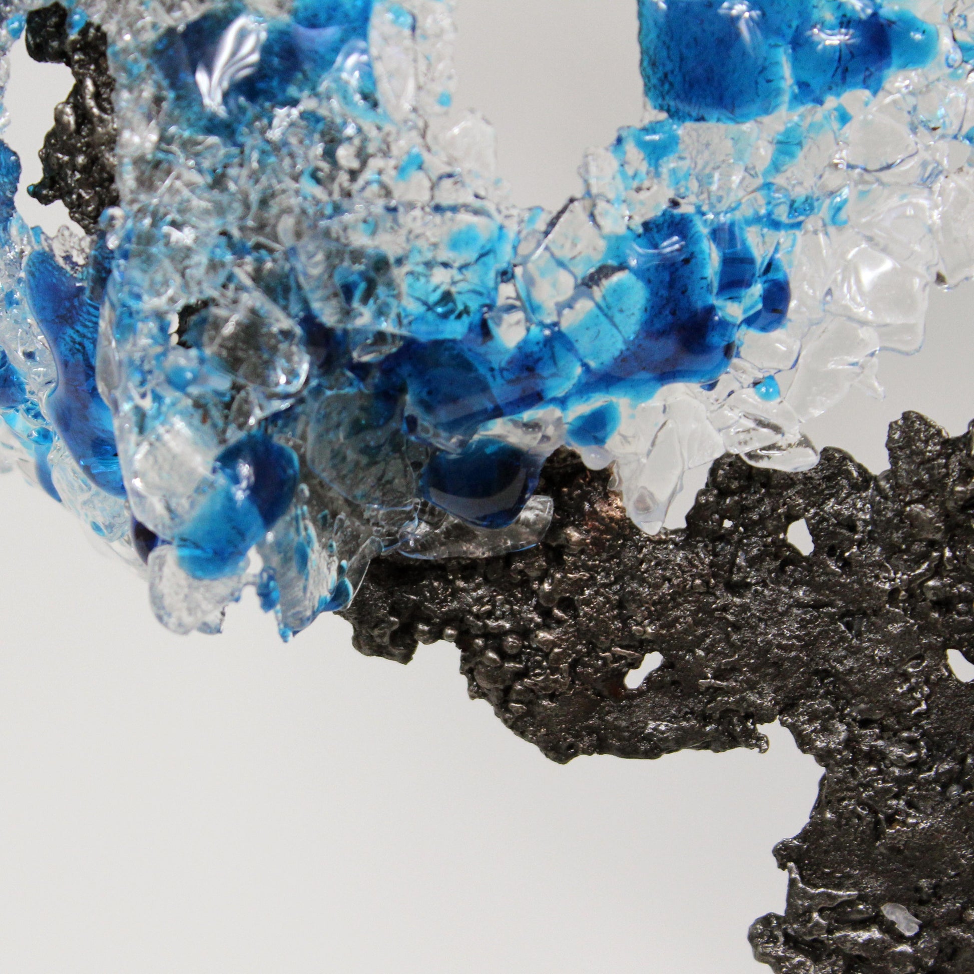 Belisama Bleu Mer - Sculpture buste femme metal et verre - Buil