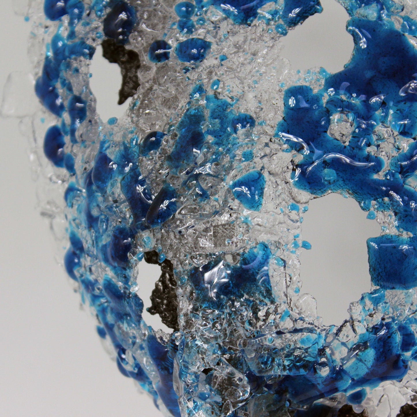 Belisama Bleu Mer - Sculpture buste femme metal et verre - Buil