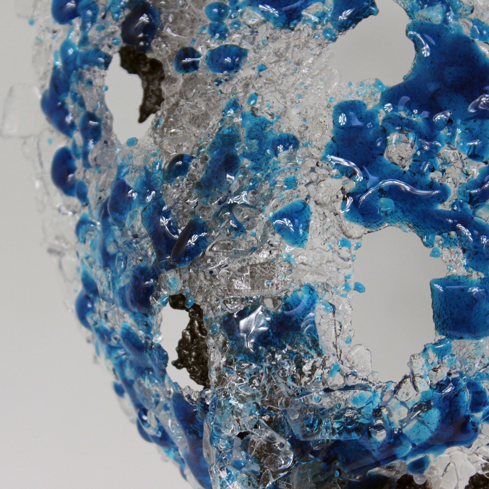 Belisama Bleu Mer - Sculpture buste femme metal et verre - Buil