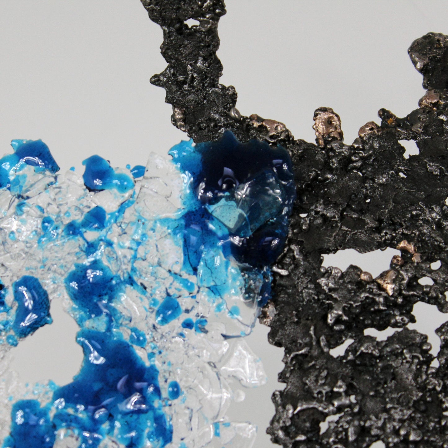 Belisama Bleu Mer - Sculpture buste femme metal et verre - Buil