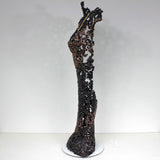 Belisama Hopefully - Sculpture corps femme dentelle Acier bronze et collier feuilles or - Buil