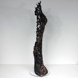 Belisama Hopefully - Sculpture corps femme dentelle Acier bronze et collier feuilles or - Buil